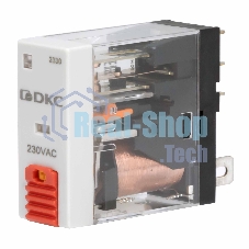 Реле миниатюрное промышленное, 1CO, ком. ток 12А, AgSnO2, напряжение 230V AC, опция: тест-кнопка+светодиод