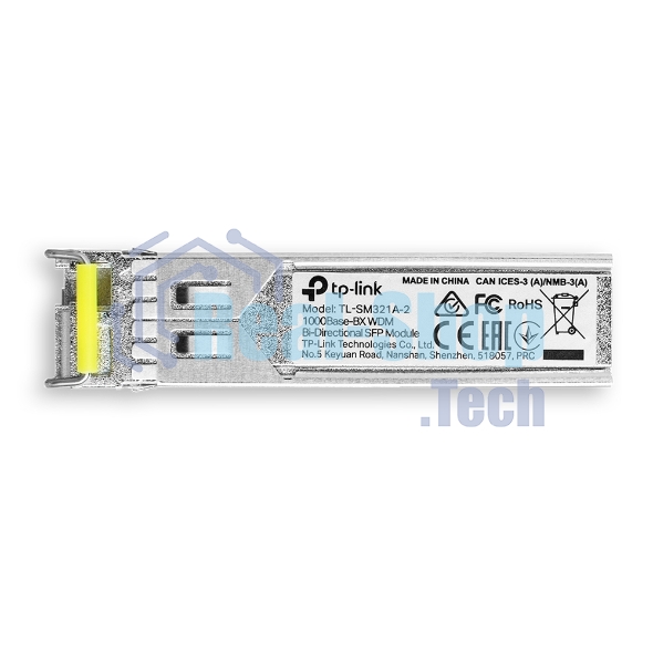 Модуль SFP TP-Link 1000Base-BX WDM Bi-Directional SFP module, TX: 1550 nm and RX: 1310 nm, 1 LC Simplex port, up to 2 km transmission distance in 9/125 μm SMF (Single-Mode Fiber), Supports Digital Diagnostic Monitoring (DDM).