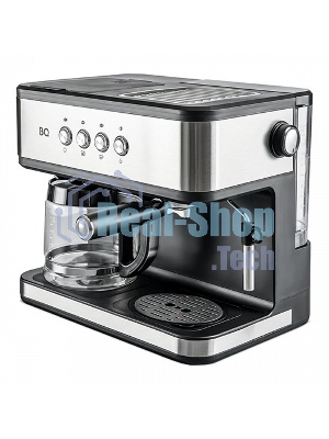 Кофеварка 2 в 1 BQ CM1005 сталь/черный, исп. кофе - молотый, 1.5 л, 1850 Вт, 15 бар