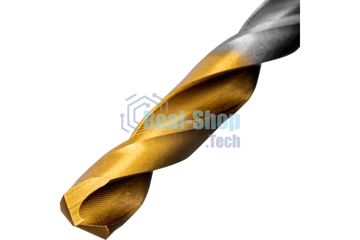 Набор сверл по металлу Denzel 1,5-6,5мм, Р6М5-TiN, Golden Tip, 13 шт 723002