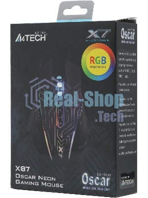 Мышь проводная A4Tech X87 черный, 2400 dpi, USB, кнопки - 8