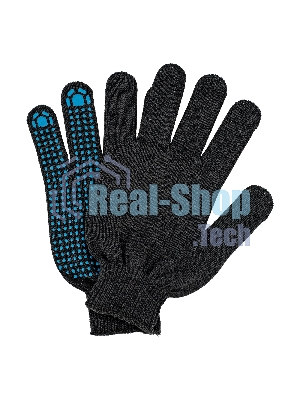Перчатки трикотажные Сибртех х/б, 200 пар, ПВХ точка, 3 нити, 10 класс