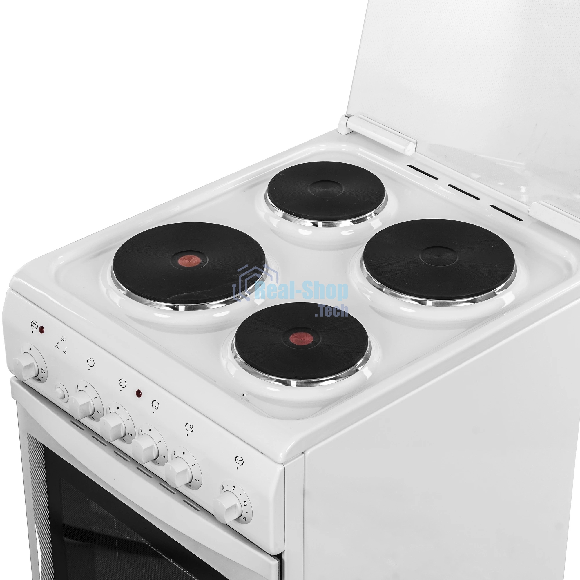Плита электрическая DeLuxe 506004.00 э белый, конфорок 4 шт, духовка 60 л, 50 см x 85 см x 60 см