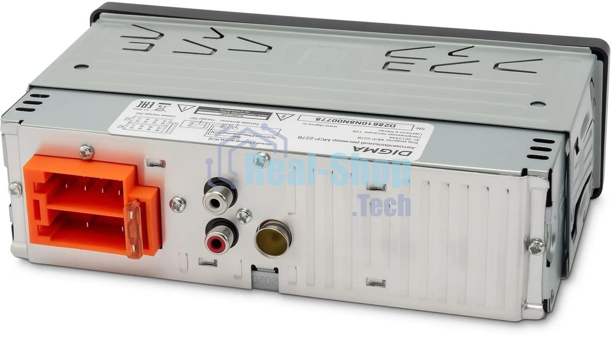 Автомагнитола Digma MCP-227B, 1 DIN, Bluetooth, USB Type-A, AUX, пульт ДУ