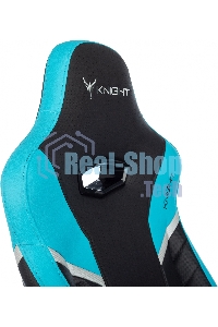 Кресло игровое Knight Thunder 5X черный/голубой эко.кожа крестов. металл