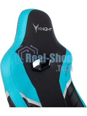 Кресло Knight Thunder 5X черный/голубой, экокожа, 120 кг, механизм качания