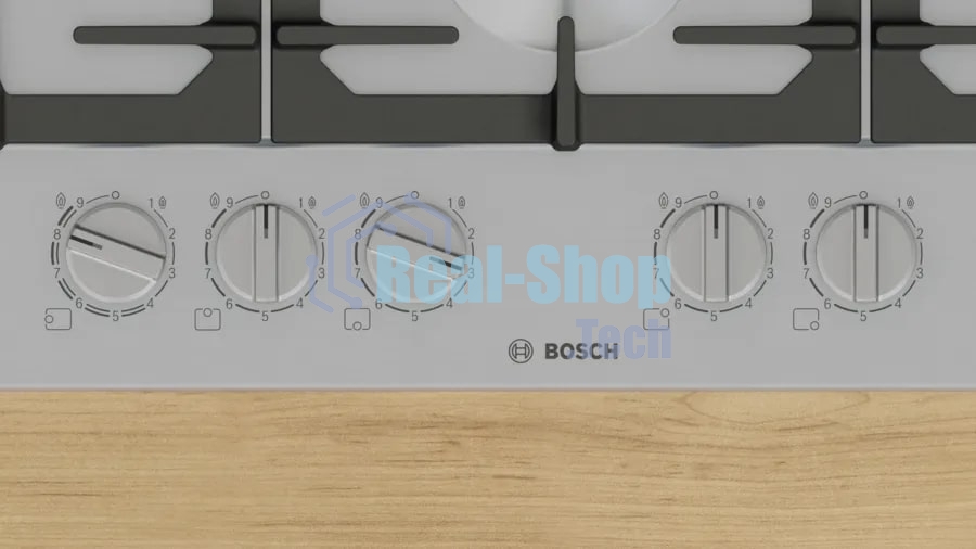 Газовая варочная поверхность Bosch PCS7A5I90, 5 конфорок, нержавеющая сталь, 12500 Вт