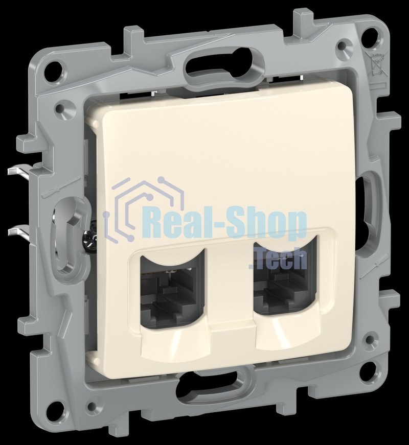 IEKETIKA Розетка компьютерная двойная RJ45 категория 5Е UTP 6723551 слоновая кость