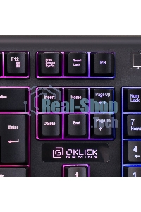 Клавиатура проводная Oklick 717G BLACK DEATH черный/оранжевый USB Multimedia for gamer LED