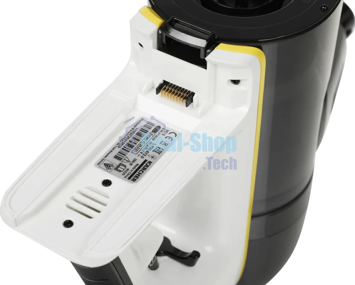 Пылесос вертикальный/ручной Karcher VC 6 Cordless ourFamily Car черный/белый, питание от аккумулятора, 250 Вт, уборка сухая, пылесборник 0.8 л, работа от АКБ max 50 мин