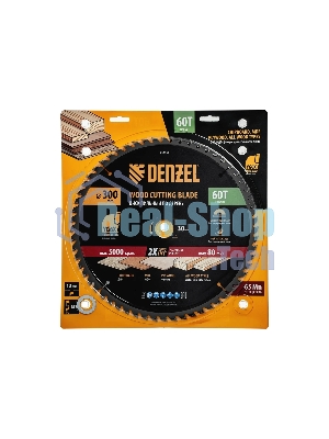 Пильный диск по дереву Denzel ф300 х 30 мм, 60 зубьев
