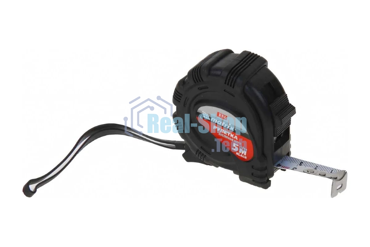 Рулетка Matrix 5мх19мм обрезиненный корпус, черный