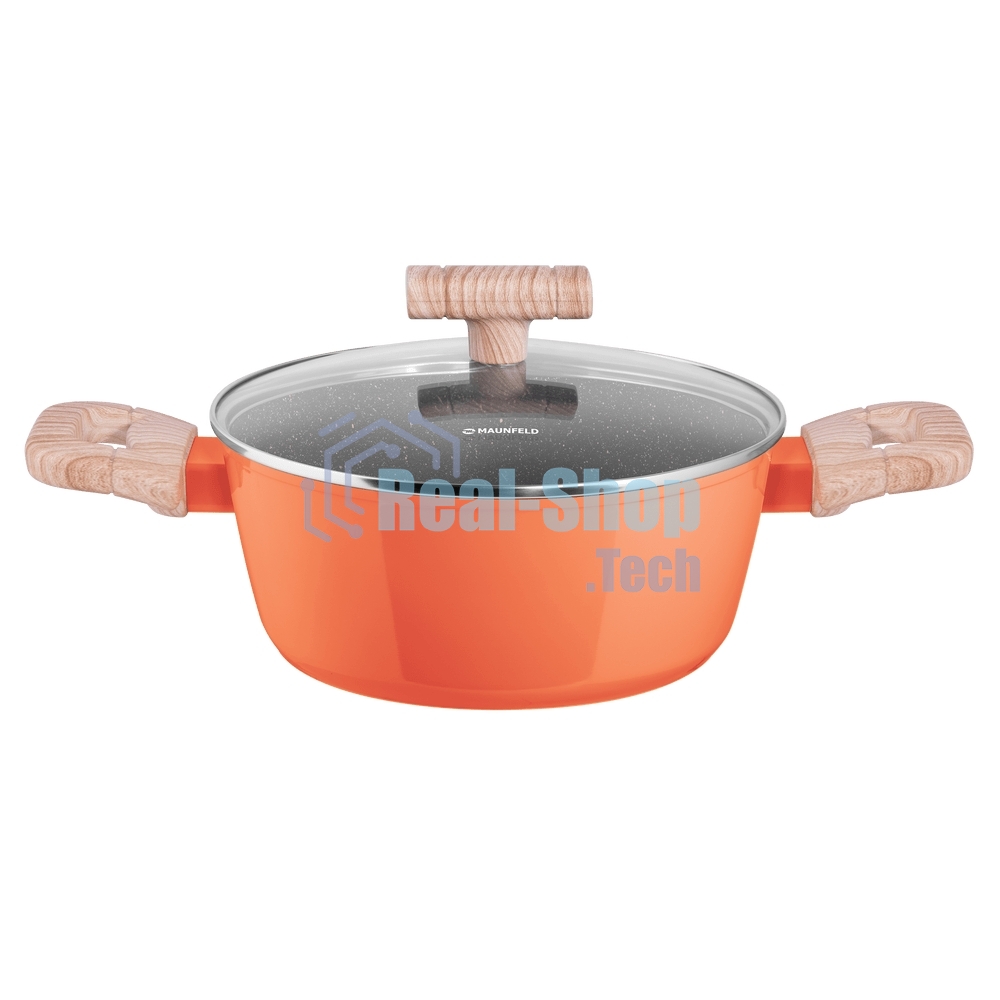 Кастрюля Maunfeld MARTA MCS22FA06CL из кованого алюминия со стеклянной крышкой, 20 см, 2,2 л.