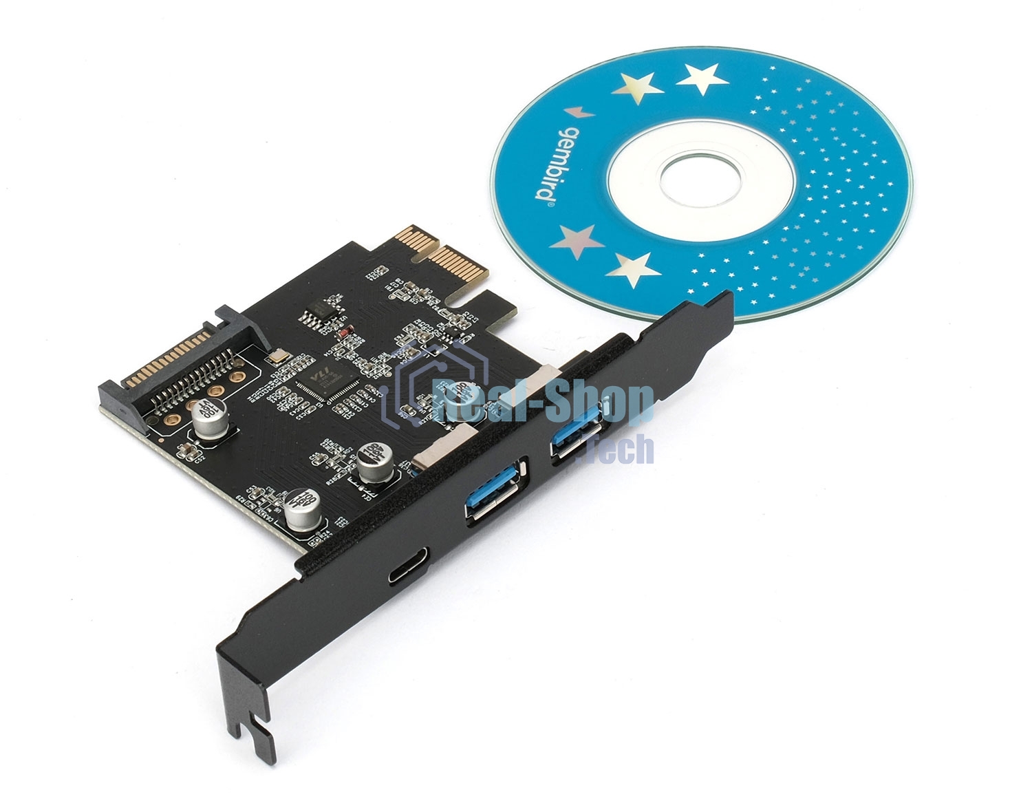 Контроллер USB 3.1 Gembird SPCR-03 в разъем PCI-e, 2xUSB-A + 1xType-C