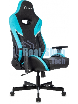 Кресло Knight Thunder 5X черный/голубой, экокожа, 120 кг, механизм качания