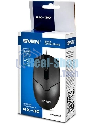 Мышь проводная SVEN RX-30 черный, 1000 dpi, USB, кнопки - 3