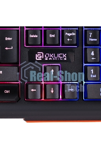 Клавиатура проводная Oklick 717G BLACK DEATH черный/оранжевый USB Multimedia for gamer LED