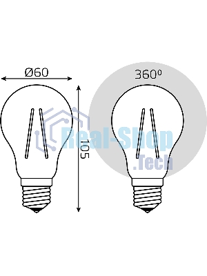 Лампа светодиодная филаментная Gauss Filament 9Вт цок.: E27 груша св. свеч. бел. теп. (упак.: 10 шт)