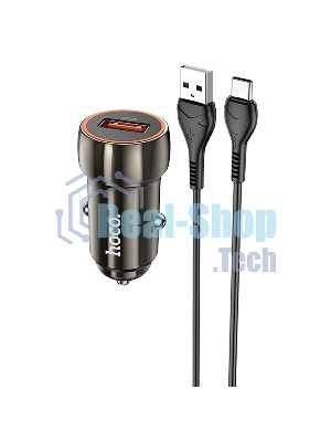 Автомобильная зарядка HOCO Z46 Blue shield, 1xUSB, 18W, серый металлик