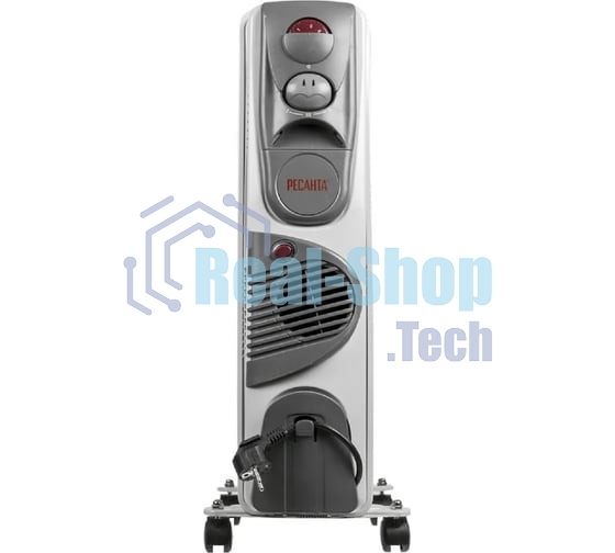 Обогреватель масляный Ресанта ОМ-9НВ (9 секций), белый, 2400 Вт, 25 м2, термостат