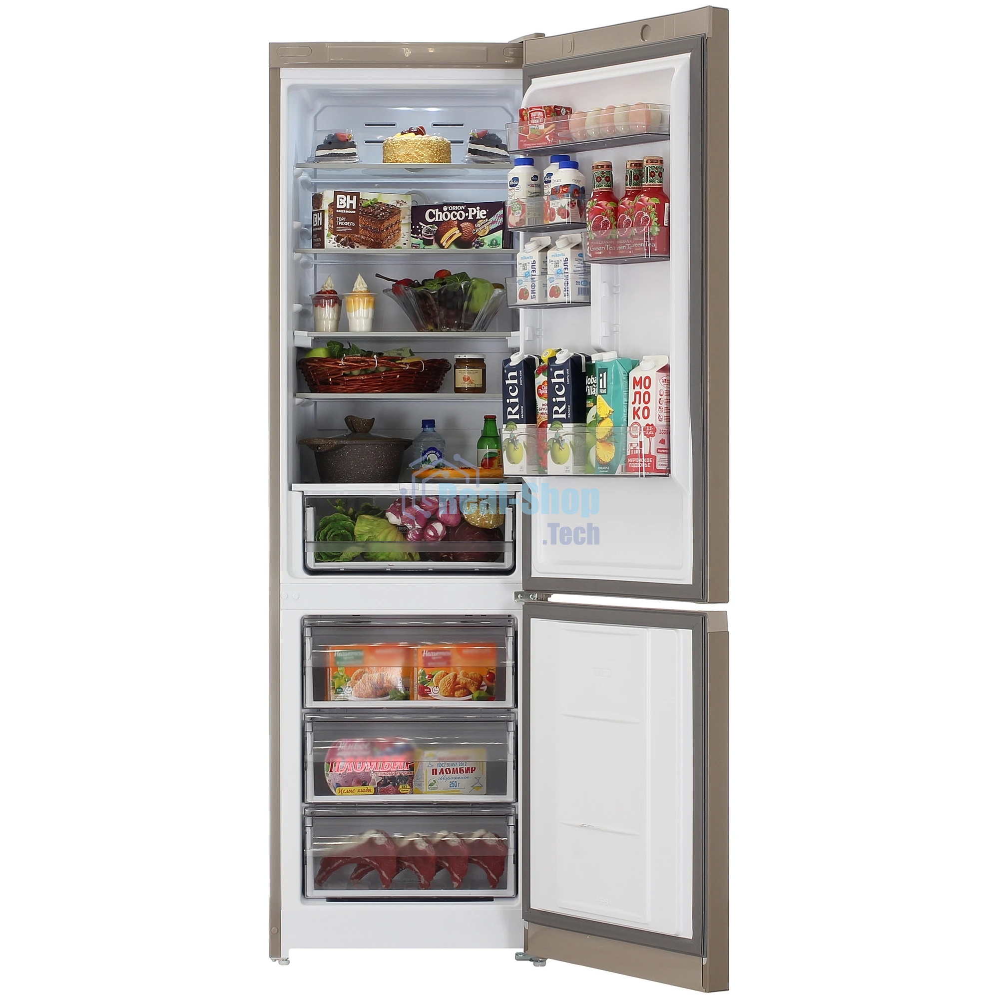 Холодильник Hotpoint HT 7201I BZ O3 бронзовый двухкамерный 239/83л морозилка снизу, No Frost