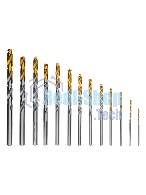 Набор сверл по металлу Denzel 1,5-6,5мм, Р6М5-TiN, Golden Tip, 13 шт