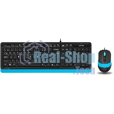 Комплект клавиатура+мышь A4Tech FStyler F1010 проводной, USB, 1600 DPI, чёрный/синий