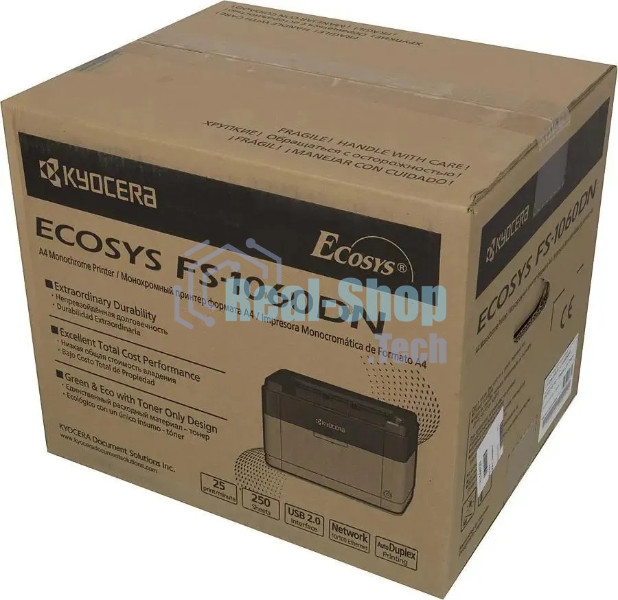 Принтер лазерный Kyocera Ecosys FS-1060dn (1102M33RU0), A4, ч/б, печ. до 25 стр/мин., 600 x 1200 dpi, USB, RJ-45
