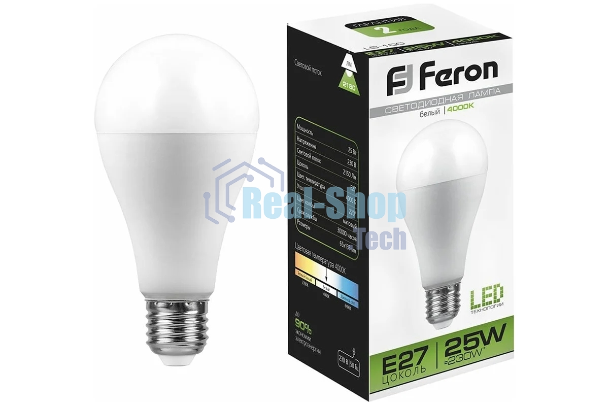 Лампа светодиодная Feron LB-100 25W 230V E27 4000K