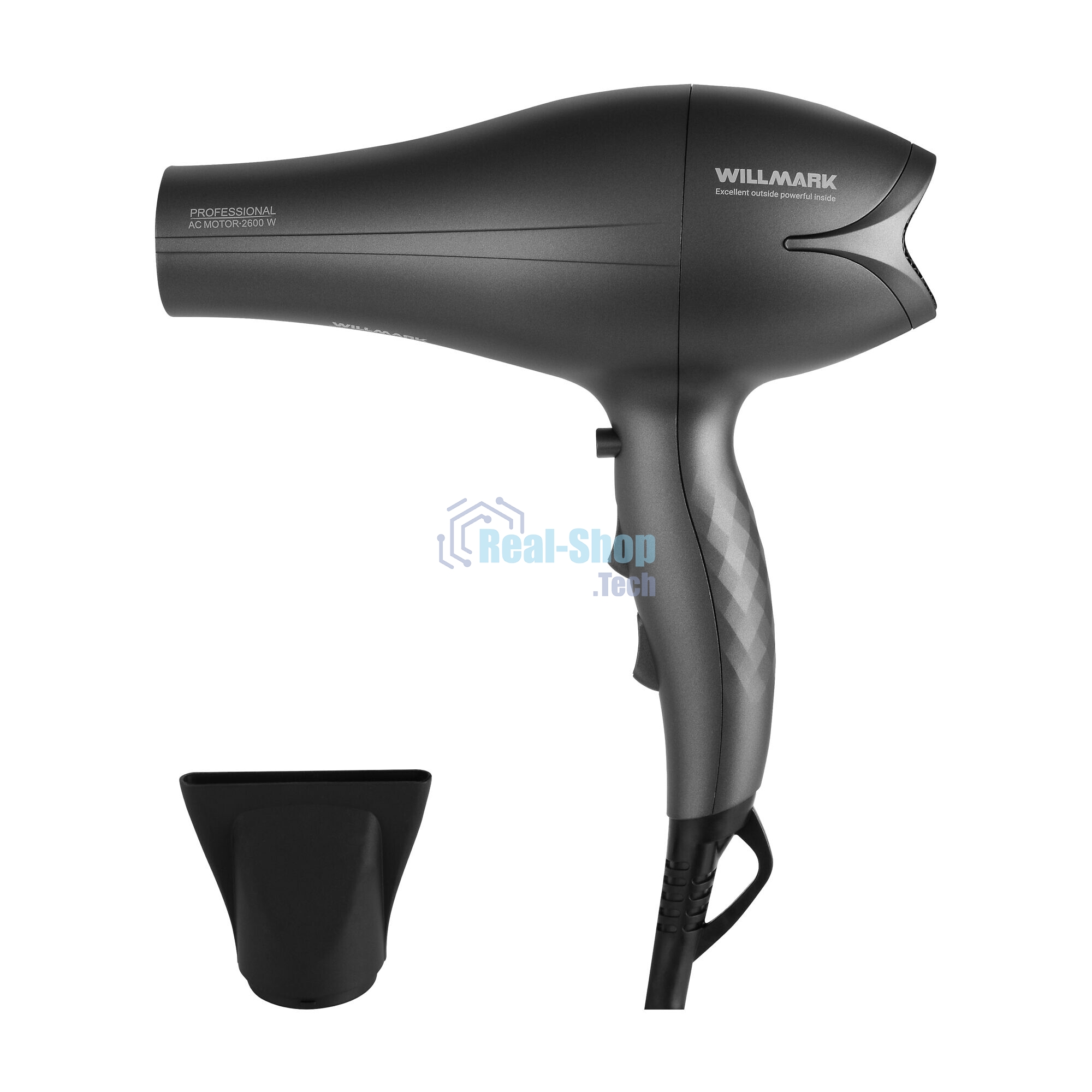 Фен WILLMARK WHD-2322AI графитовый, 2600 Вт, ионизация