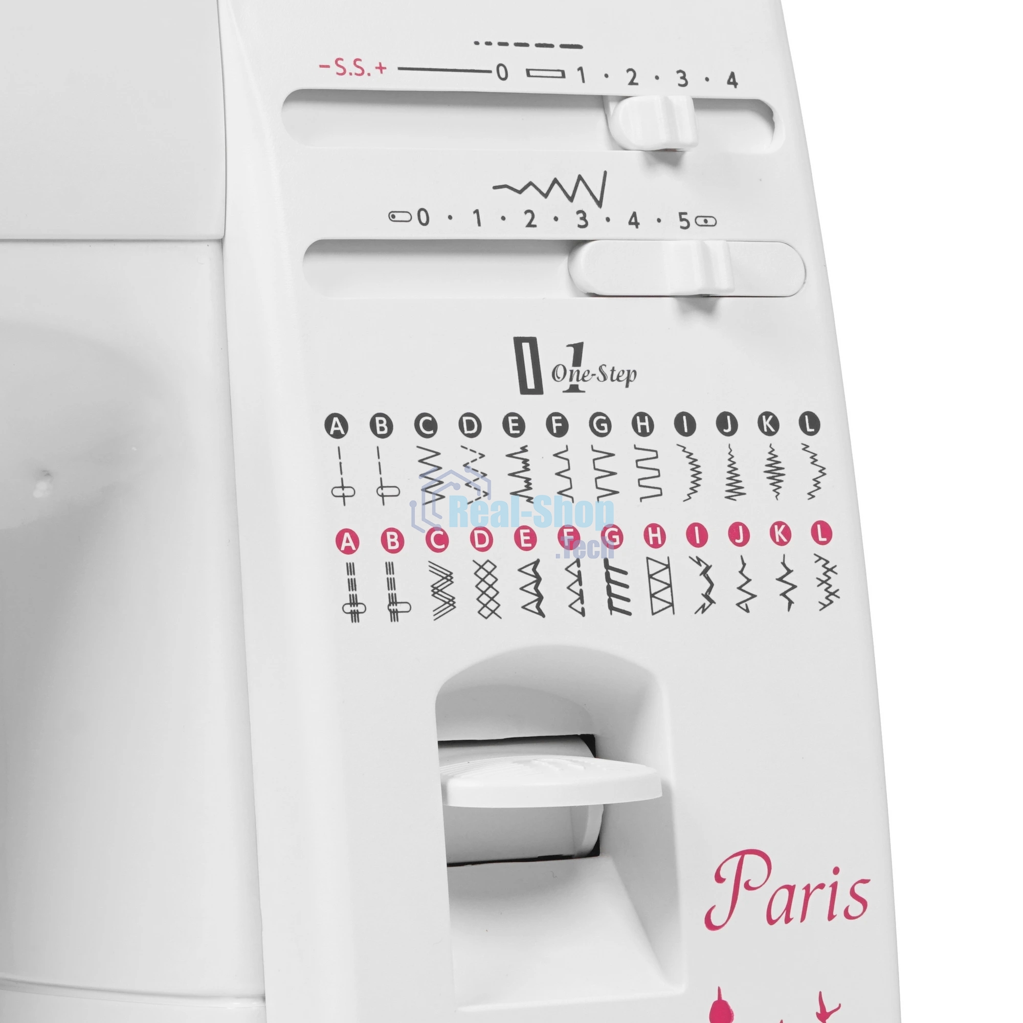 Швейная машина Janome Q-23P белый/рисунок, электромеханическая, вертикальный качающийся, 24 операции, автоматическая петля