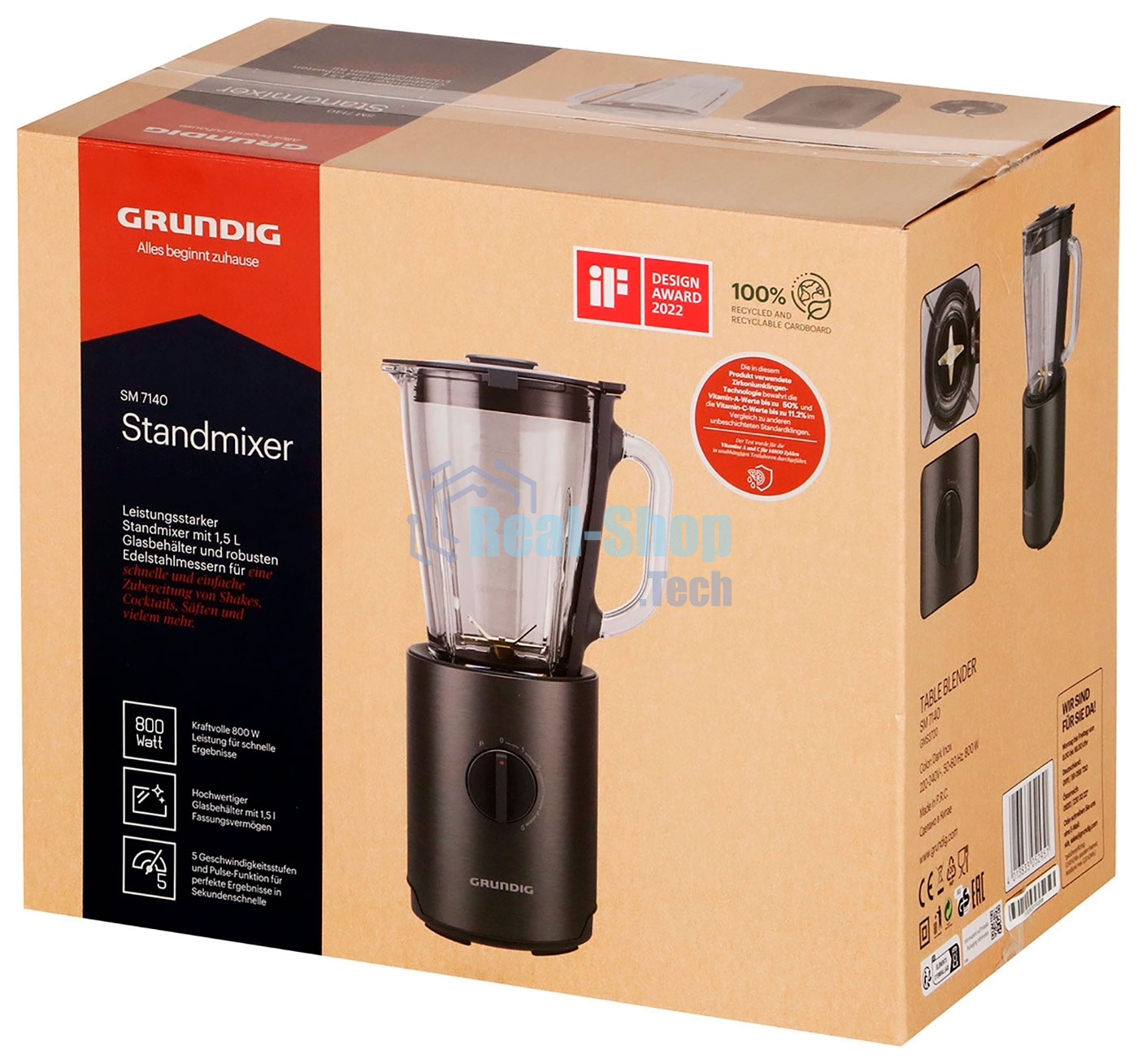 Блендер стационарный Grundig SM 7140 нержавеющая сталь, 800 Вт, 6 скоростей
