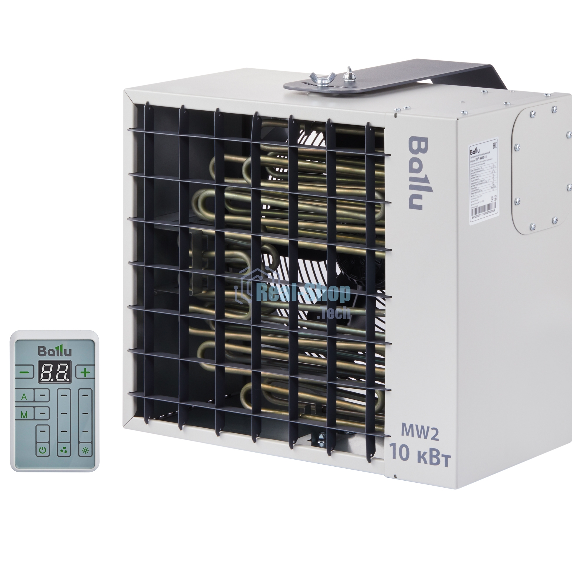 Тепловентилятор Ballu BHP-MW2-10, серый, 10 кВт, 100 м2, механический термостат, пульт д/у