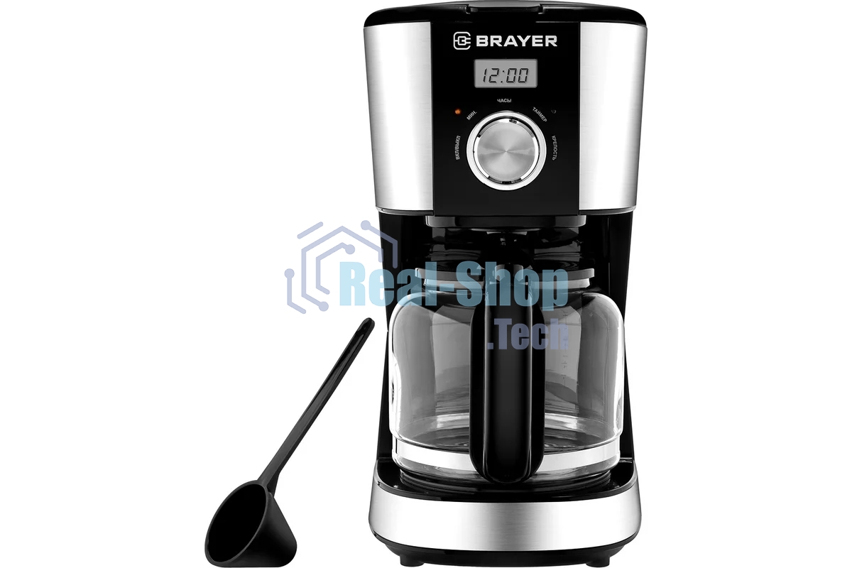 Кофеварка капельная BRAYER BR1122 черный, исп. кофе - молотый, 1.5 л, 900 Вт