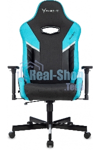Кресло игровое Knight Thunder 5X черный/голубой эко.кожа крестов. металл