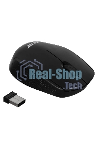 Мышь беспроводная Acer OMR020 черный, 1200 dpi, радиоканал, USB, кнопки - 3
