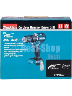 Дрель-шуруповерт Makita DHP487Z, 18 В, 0 Ач, 40 Нм, бесщеточный, ударный