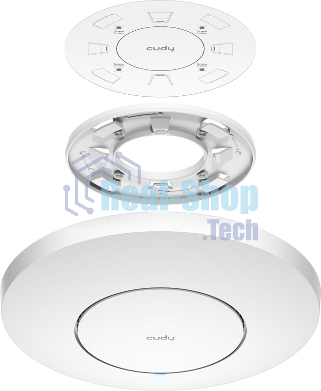 Точка доступа Cudy AC1200 Dual Band Gigabit Ceiling Mount Access Point, MT7621DAN+MT7613B+MT7603E, 867Mbps at 5GHz + 300Mbps at 2.4GHz, 1 x GbE RJ45 Port, Support 12V DC or 802.3af PoE or Passive PoE, Internal Antennas, 48V passive PoE adapter included, C