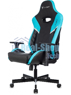 Кресло Knight Thunder 5X черный/голубой, экокожа, 120 кг, механизм качания