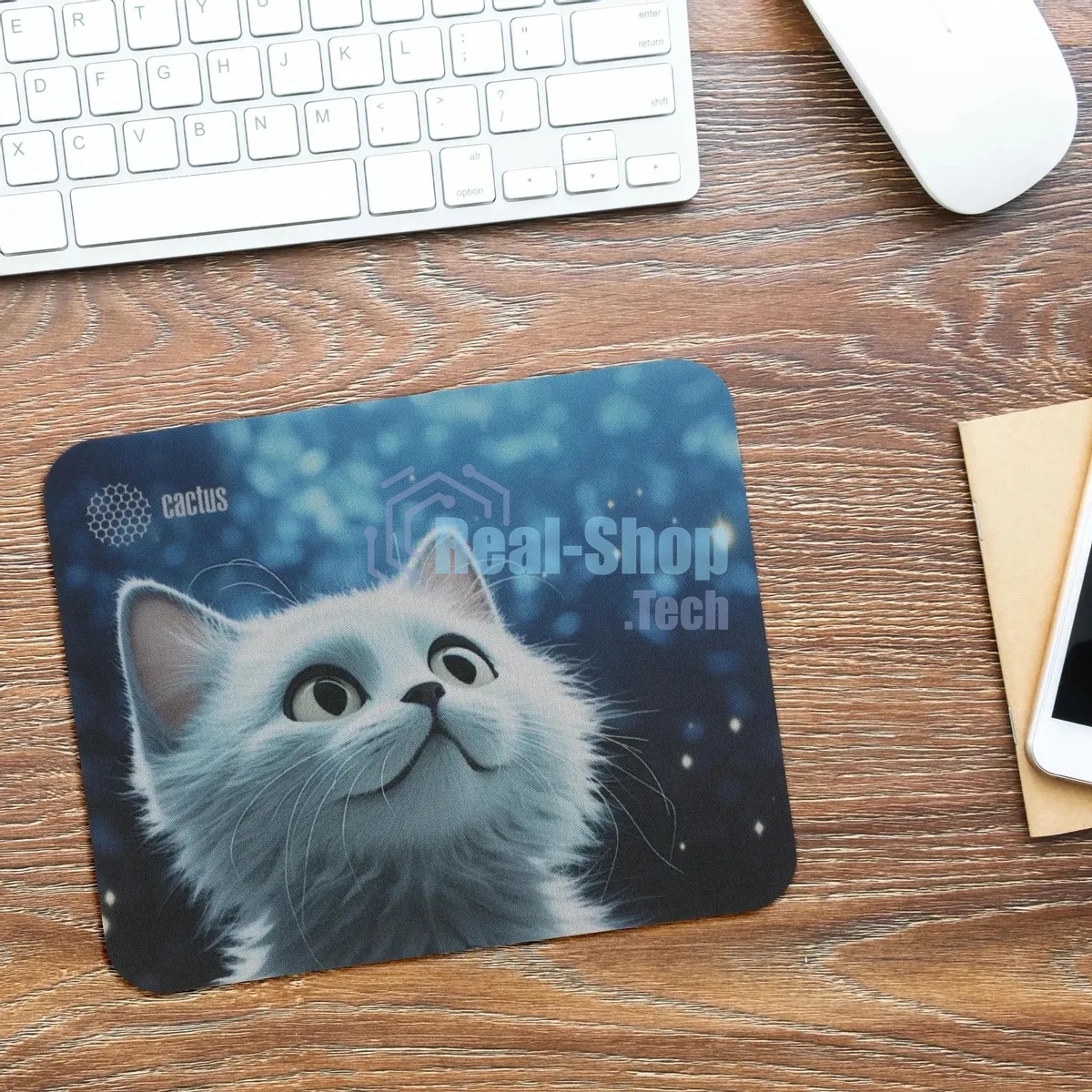 Коврик для мыши Cactus белый Cat 220x180x2мм (CS-MPC-P06XS)