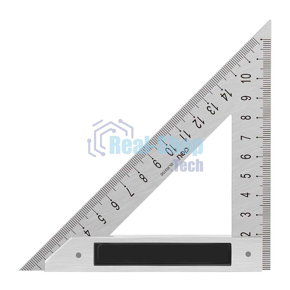 Треугольная линейка стальная Deli DL303150 150мм нержавеющая сталь + алюминиевое основание