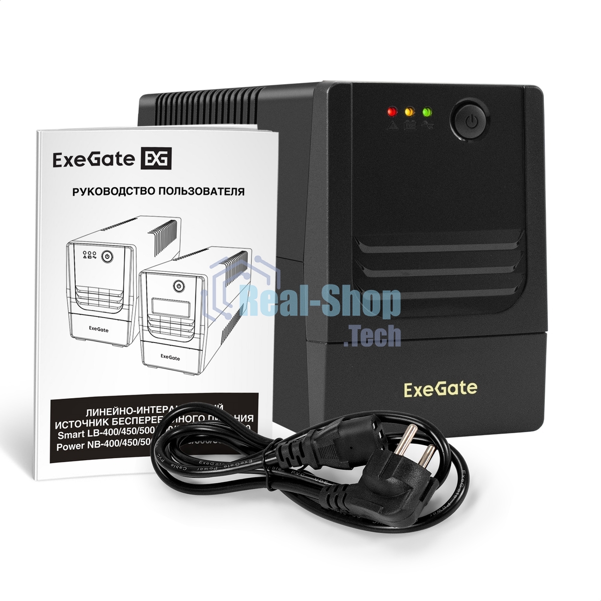 Источник бесперебойного питания ExeGate Power NB-1000.LED.AVR.4C13 (1000VA/650W, LED, AVR, 4*C13, батарея 12V 9Ah, черный)