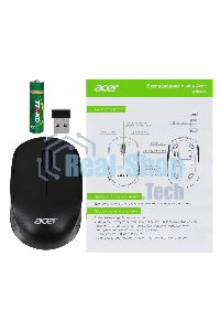 Мышь беспроводная Acer OMR020 черный, 1200 dpi, радиоканал, USB, кнопки - 3