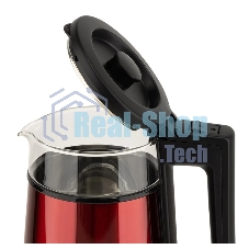 Чайник Energy E-200 (1,2 л), стекло, красный, двойной корпус