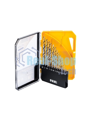 Набор сверл по металлу Denzel 1,5-6,5мм, Р6М5-TiN, Golden Tip, 13 шт 723002