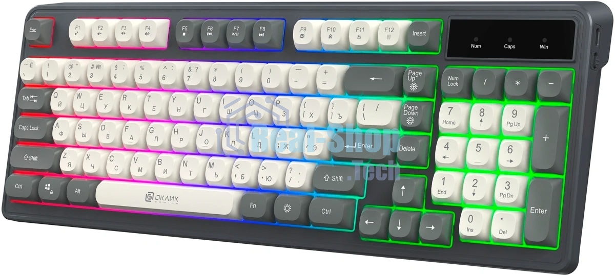 Клавиатура Oklick 731G проводная, USB Type-A, серый/белый