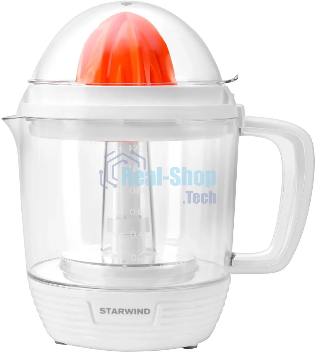 Соковыжималка цитрусовая Starwind SJ 1241 30Вт рез.сок.:1200мл. белый/прозрачный