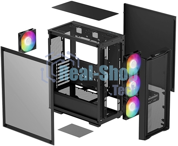 Компьютерный корпус Deepcool CC560 MESH V2 черный без БП ATX 4x120мм 5x140мм 2xUSB 3.0 audio bott PSU