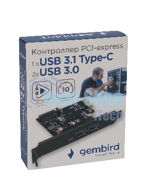 Контроллер USB 3.1 Gembird SPCR-03 в разъем PCI-e, 2xUSB-A + 1xType-C