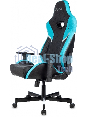 Кресло Knight Thunder 5X черный/голубой, экокожа, 120 кг, механизм качания